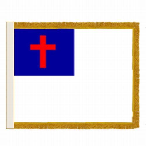 Gold Fringe Christian Flag