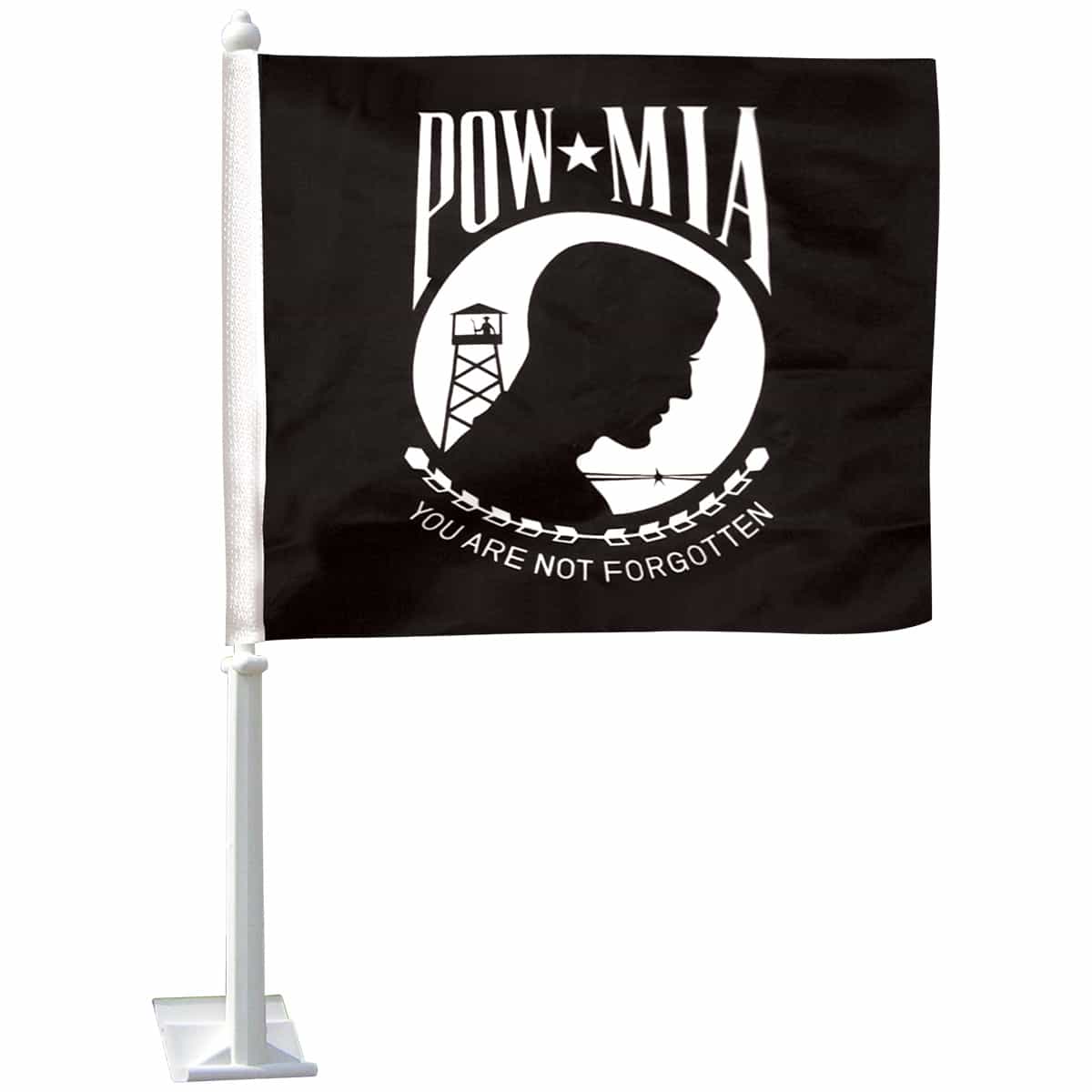 NEW 2-SIDED POW MIA FLAG 2'X3' BLACK & WHITE POW NYLON FLAG 